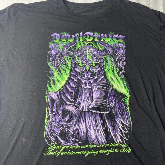 DevilDriver Mens Black T Shirt 2XL Metal Rock Band Tee Straight To Hell  Tour - Picture 1 of 12